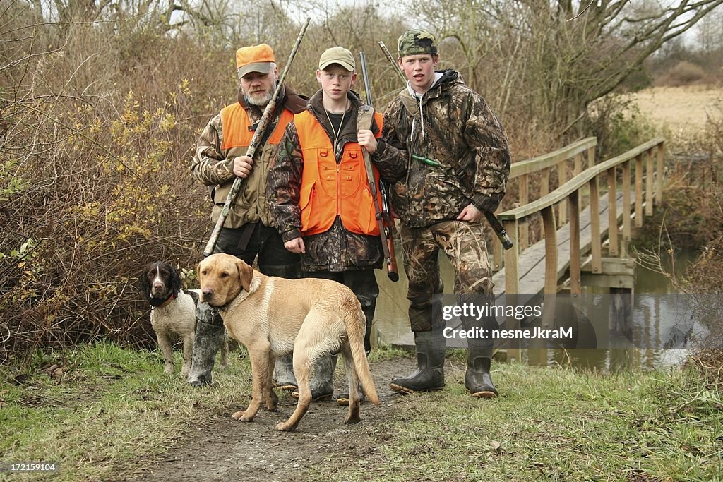 Family pose during hunting trip.