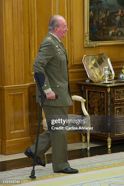 King Juan Carlos of Spain attends several audiences at Zarzuela Palace on July 2, 2013 in Madrid, Spain.