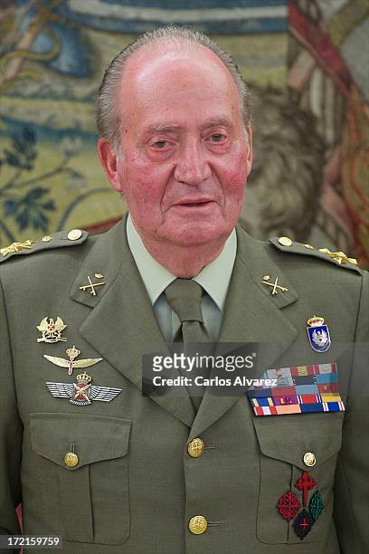 King Juan Carlos of Spain attends several audiences at Zarzuela Palace on July 2, 2013 in Madrid, Spain.