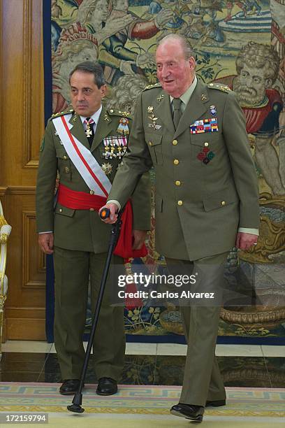 King Juan Carlos of Spain attends several audiences at Zarzuela Palace on July 2, 2013 in Madrid, Spain.