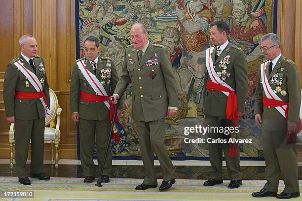 King Juan Carlos of Spain attends several audiences at Zarzuela Palace on July 2, 2013 in Madrid, Spain.