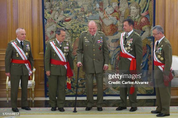 King Juan Carlos of Spain attends several audiences at Zarzuela Palace on July 2, 2013 in Madrid, Spain.