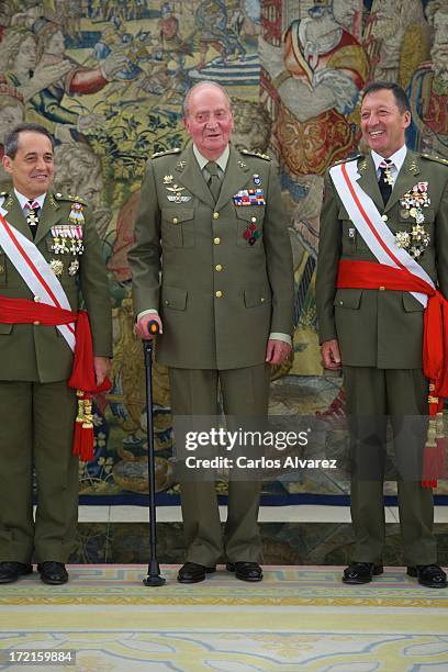 King Juan Carlos of Spain attends several audiences at Zarzuela Palace on July 2, 2013 in Madrid, Spain.