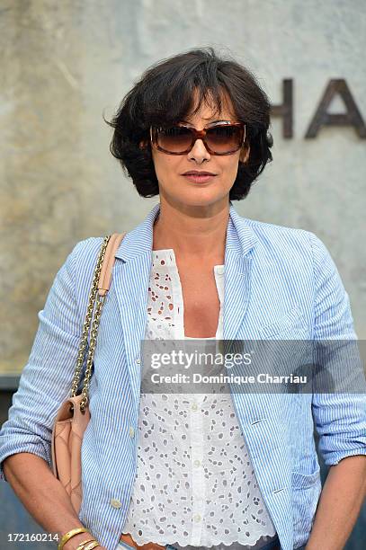 Ines de La Fressange attends the Chanel show as part of Paris Fashion Week Haute Couture Fall/Winter 2013-2014 at Grand Palais on July 2, 2013 in...