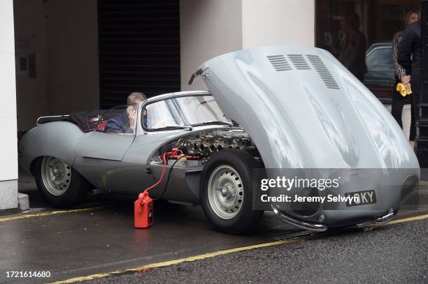 The Jaguar Xkss In London Today.Getting A Jump Start. 26-March-2015