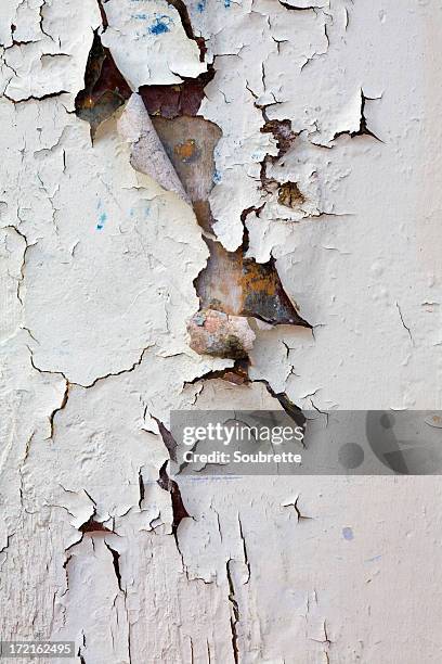 closeup wall section with heavy peeling white paint - chipping stock pictures, royalty-free photos & images