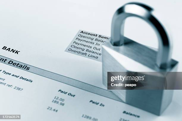 padlock on bank statement - bank statement bildbanksfoton och bilder