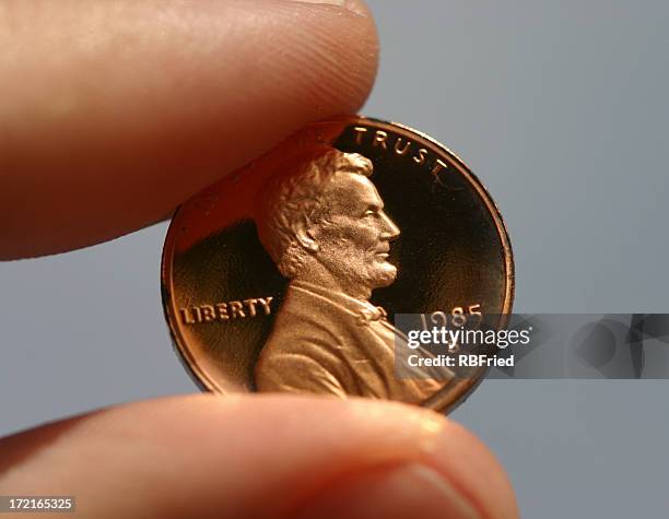 penny pinched - one cent coin stock pictures, royalty-free photos & images