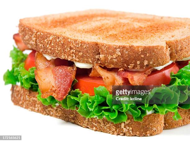 sándwich - bocadillo de beicon lechuga y tomate fotografías e imágenes de stock