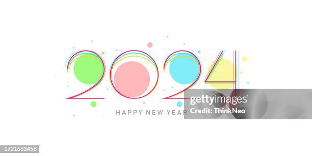 colorful design happy new year 2024 number. with a clean white background. - new year's day stock illustrations