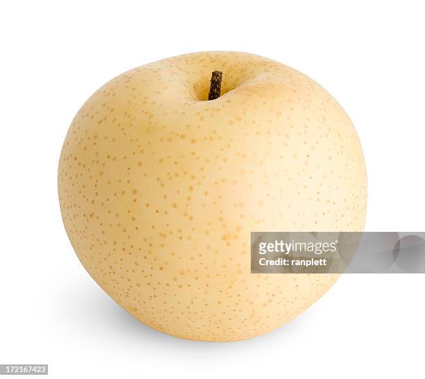 juicy isolated asian pear (including clipping path) - asian pear stock pictures, royalty-free photos & images