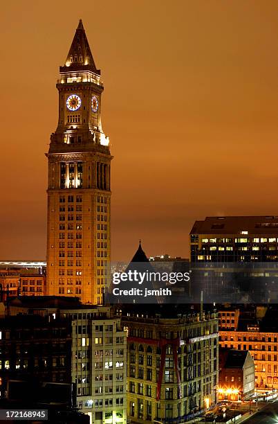 boston clock tower - custom house - massachusettes location stock pictures, royalty-free photos & images