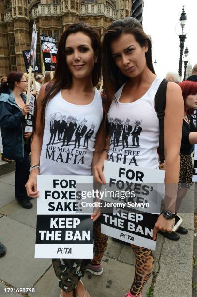 Anti-Fox Hunting Rally At Westminster By Peta, Animal Aid, League Against Cruel Sports, Ifaw..Bianca Bavaria And Emily Jane From London 12-July-2015