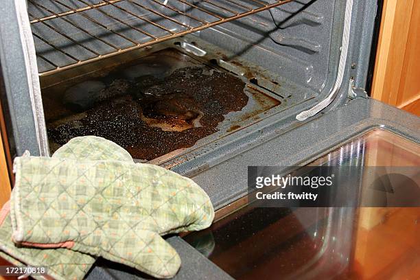 baking disaster - dirty oven stock pictures, royalty-free photos & images