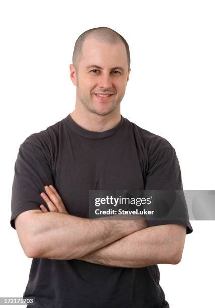 in t-shirt - man arms crossed stock pictures, royalty-free photos & images