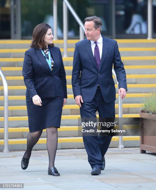 David Cameron With Caroline Ansell Mp At Conference In Manchester This Morning.. 06-October-2015