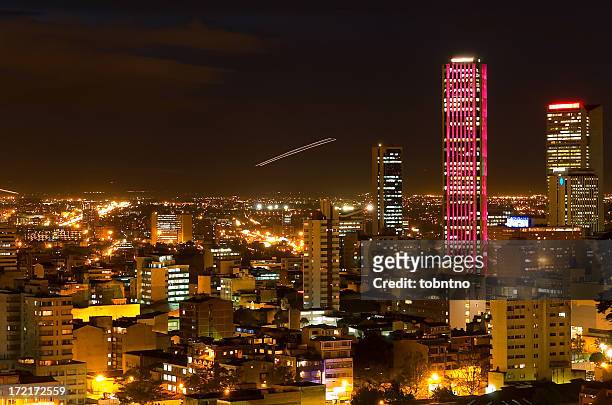 torre colpatria: red - bogota stock pictures, royalty-free photos & images