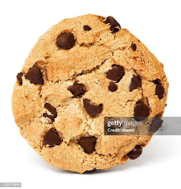 chocolate chip cookie - chocolate chip cookie on white stock pictures, royalty-free photos & images