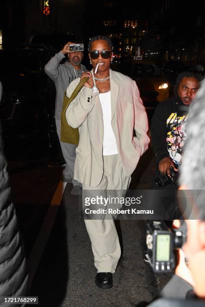Rocky and Rihanna step out to celebrate ASAP's birthday on October 07, 2023 in New York City.