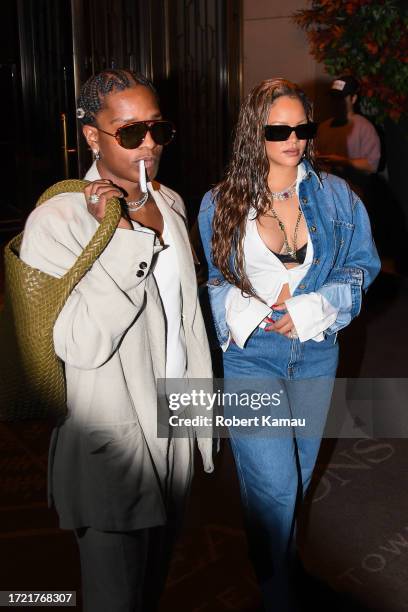 Rocky and Rihanna step out to celebrate ASAP's birthday on October 07, 2023 in New York City.