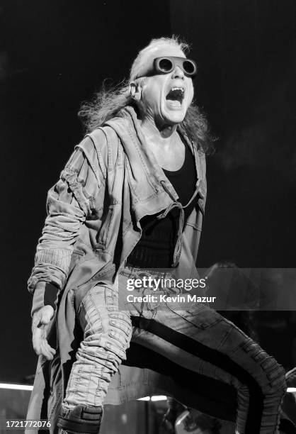 Bruce Dickinson of Iron Maiden performs onstage during the Power Trip music festival at Empire Polo Club on October 06, 2023 in Indio, California.