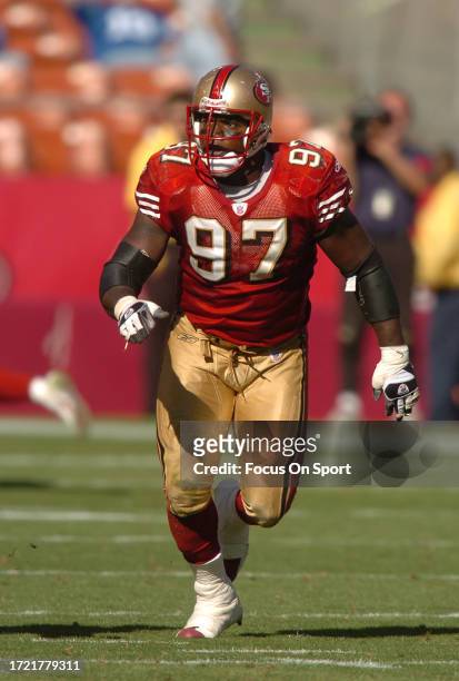 Bryant Young of the San Francisco 49ers in action against the Indianapolis Colts during an NFL football game October 9, 2005 at Candlestick Park in...