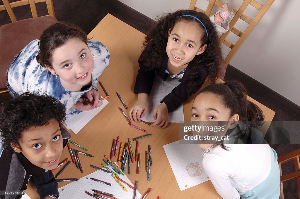 Happy kids colouring