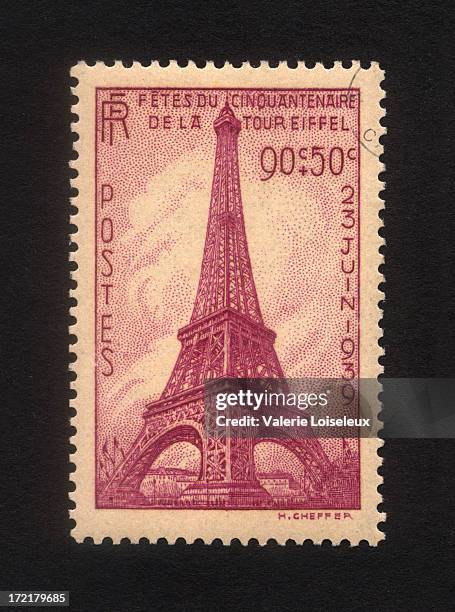 eiffelturm-briefmarke - stamp collecting stock-fotos und bilder