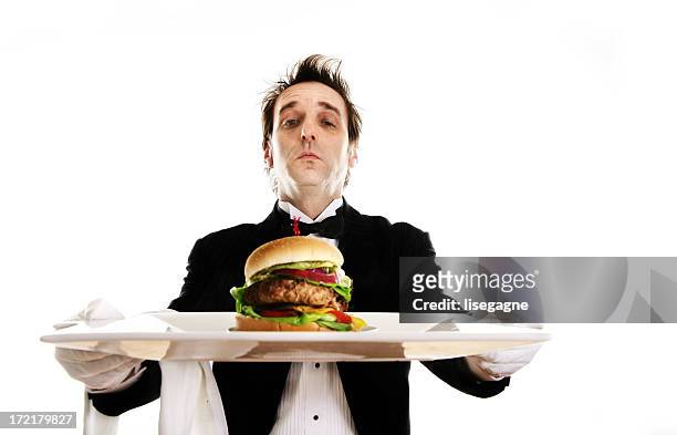 majordome pour le dîner - burger portrait photos et images de collection