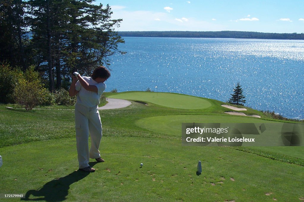 Active lady golfer