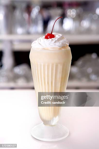 milkshake - vanilla - soda fountain stock pictures, royalty-free photos & images