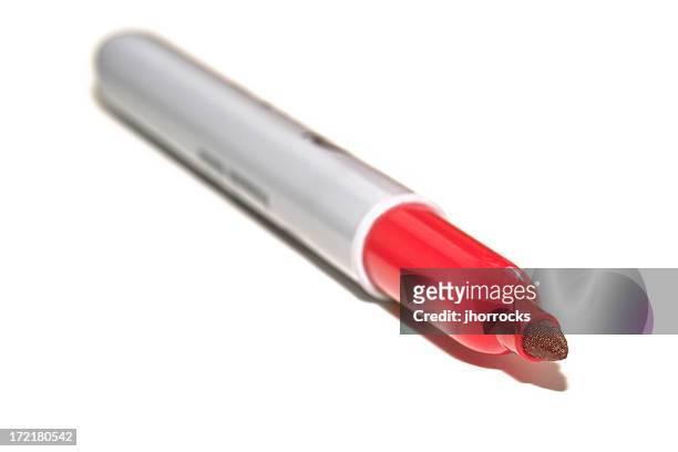 red felt tip marker - red pen single object stock pictures, royalty-free photos & images