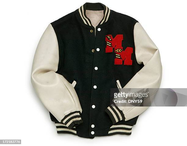 letterman's jacket - varsity jacket stockfoto's en -beelden