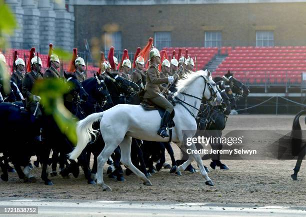 The Household Cavalry Are Put Through Their Paces As They Rehearse Trooping The Colour. .The Soldiers Were Preparing On Horse Guards Parade For The...