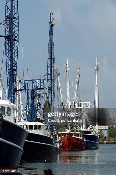 shrimpboat fleet - shrimp boat stockfoto's en -beelden