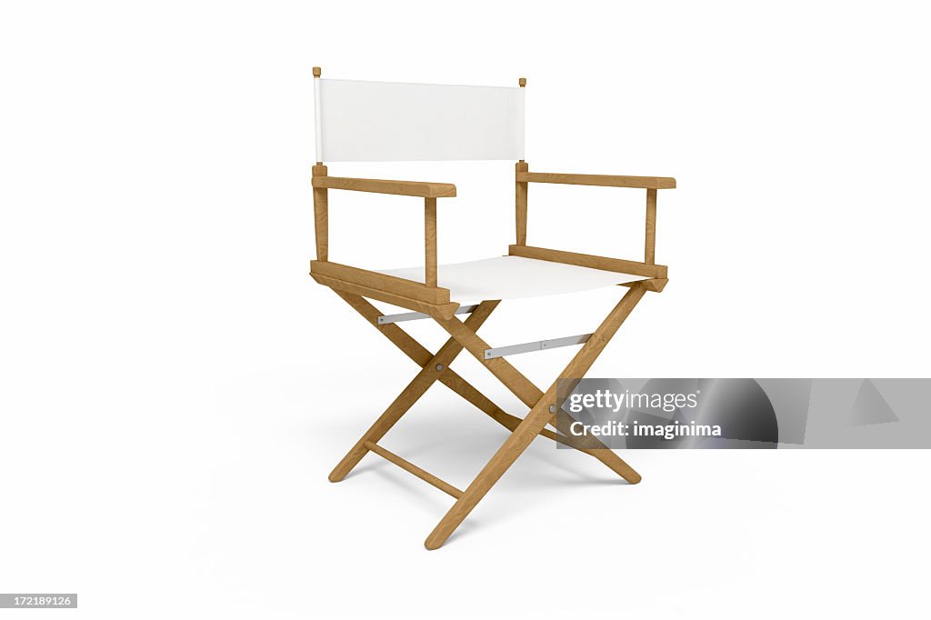 Director's Chair - Wooden / White (Isolated)