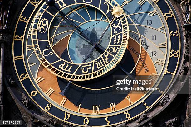 astronomical clock in prague, czech republic - ancient sundials stock pictures, royalty-free photos & images