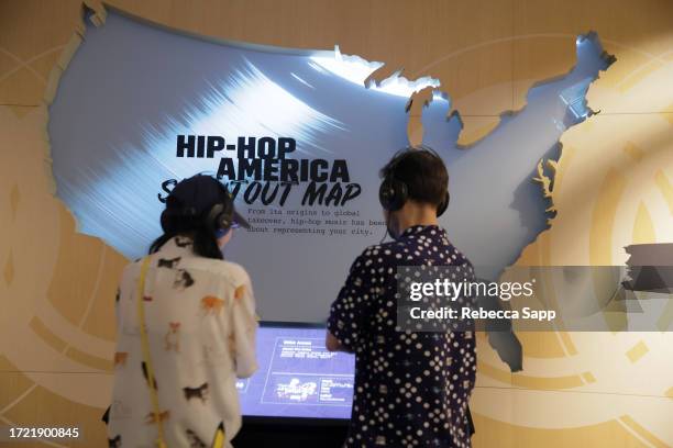 General view of atmosphere at Hip Hop Exhibit Launch Party at GRAMMY Museum L.A. Live on October 06, 2023 in Los Angeles, California.