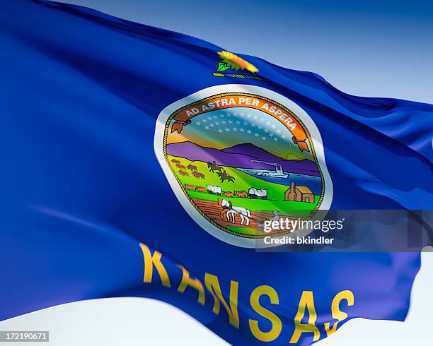 flag of kansas - v kansas stock pictures, royalty-free photos & images