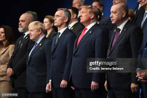 Prime Minister Boris Johnson , Secretary General Of Nato Jens Stoltenberg, Us President Donald Trump And Turkey President Tayyip Erdogan During The...