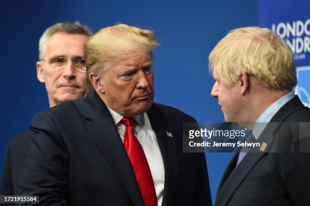 Secretary General Of Nato Jens Stoltenberg, Us President Donald Trump And Prime Minister Boris Johnson During The Annual Nato Heads Of Government...