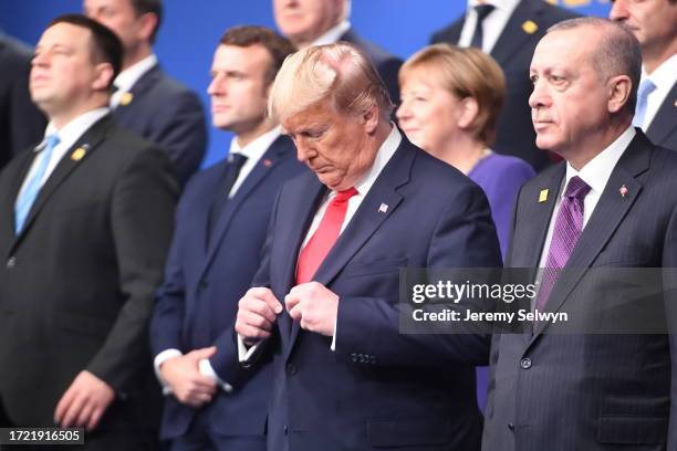 Us President Donald Trump And Turkey President Tayyip Erdogan During The Annual Nato Heads Of Government Summit At The Grove Hotel In Watford,...