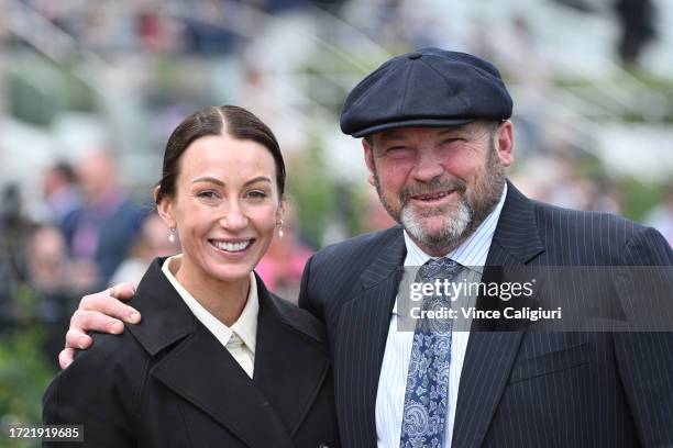 Trainers Katherine Coleman and Peter Moody after Life Lessons won in Race 6, the Furphy Rose Of Kingston Stakes, during Melbourne Racing at...