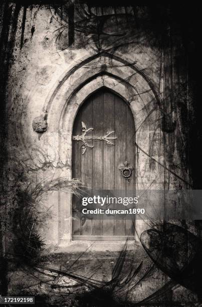 fantasy doorway - horror story stock illustrations