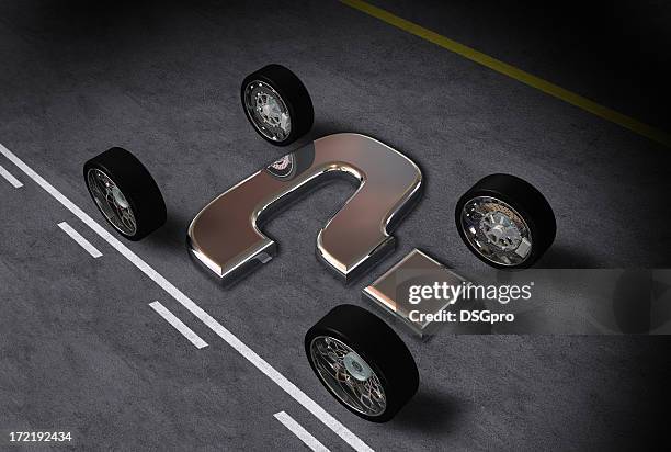 abstract wheels with metal question mark - 4 parts stock pictures, royalty-free photos & images