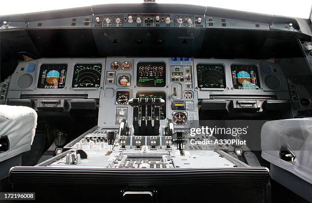 close-up of airline flight deck and controls - autopilot stock pictures, royalty-free photos & images