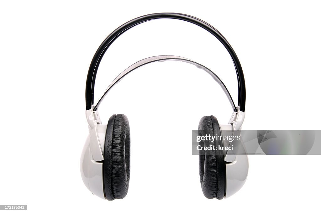 Black & white headphones isolated on white background