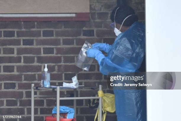 Drive Through Test Centre In Parsons Green This Morning As A Test Is Carried Out. 04-March-2020