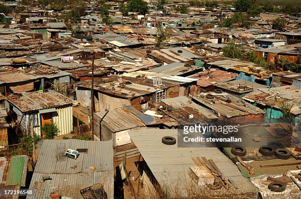 shantytown shacks soweto township south africa - soweto stock pictures, royalty-free photos & images