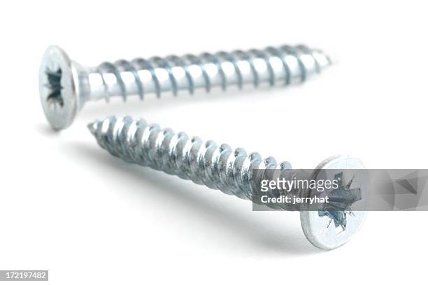 countersunk zinc plated screw pair - screw stock pictures, royalty-free photos & images
